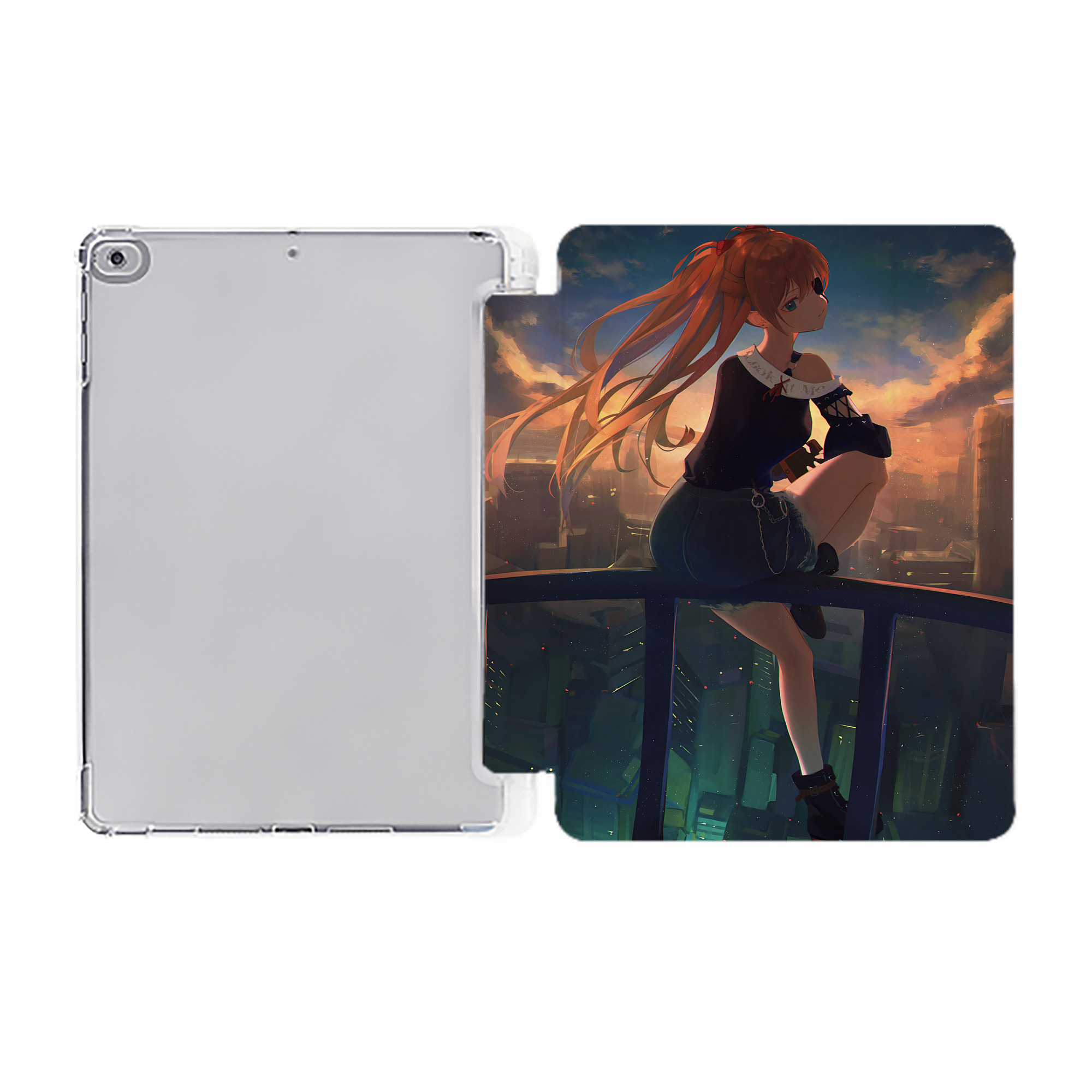 （画像用） EVA 新世紀エヴァンゲリオン IPad ケース ペン収納付き 三つ折りスタンド PUレザー×シリコン 対応機種9.5/10.5/10.9インチ